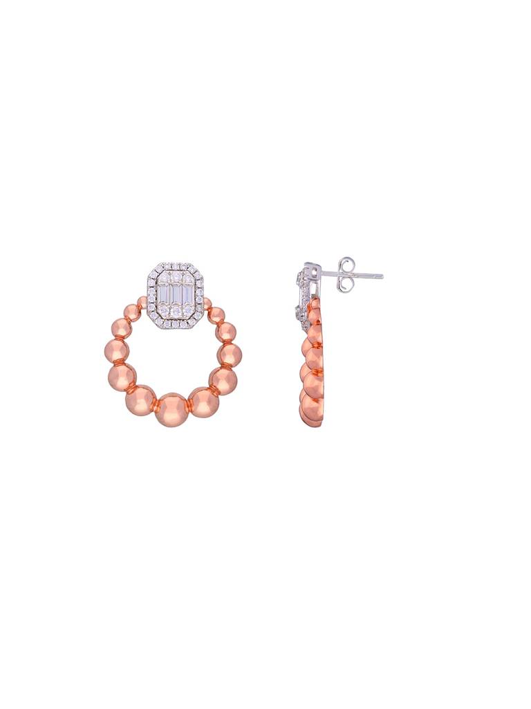 Rings Of Misty Beads Statement Rose Gold Studs Earrings : ERSD396-RG-NA