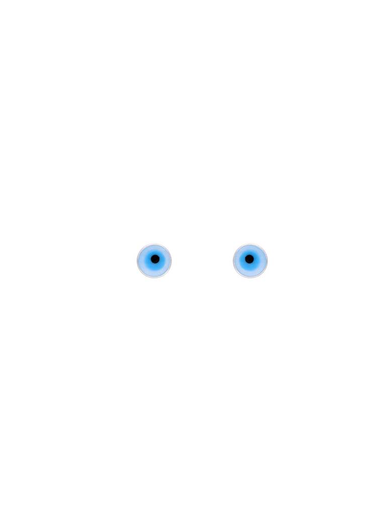 Minimalistic Circular Evil Eye Silver Earrings : ERSD401-S-NA