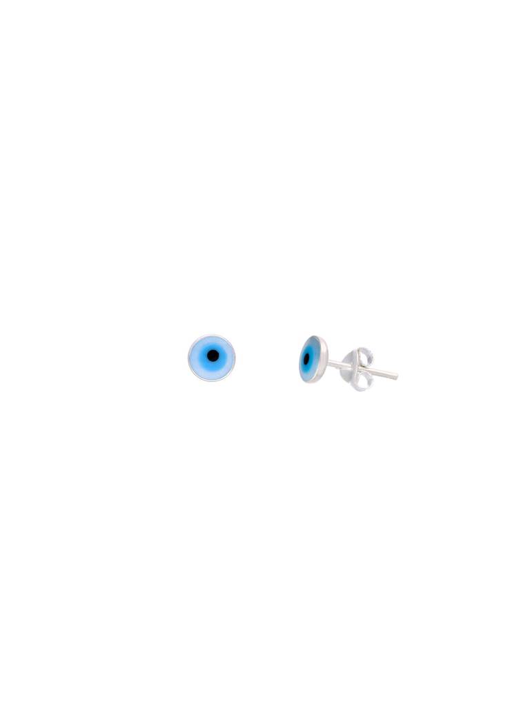 Minimalistic Circular Evil Eye Silver Earrings : ERSD401-S-NA