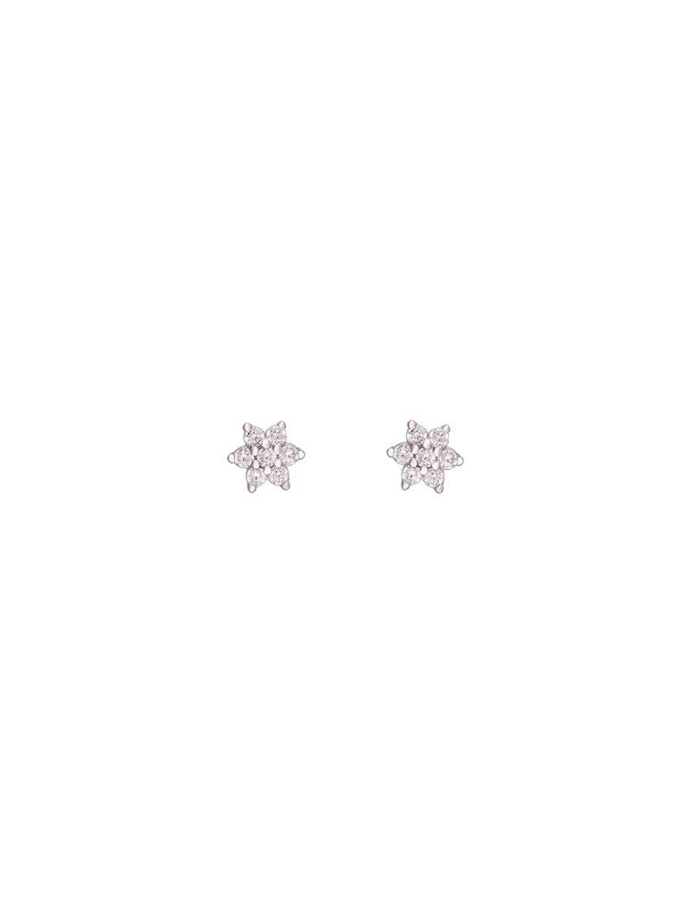 Minimalistic Floral Star Silver Earrings : ERSD507-S-NA