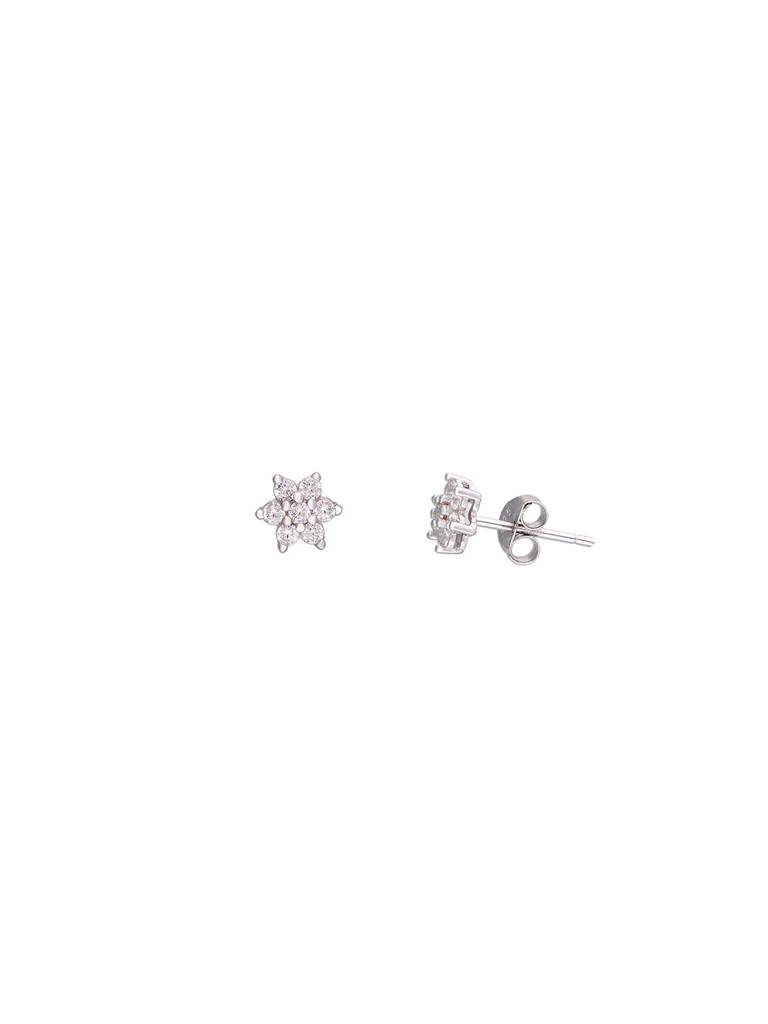 Minimalistic Floral Star Silver Earrings : ERSD507-S-NA