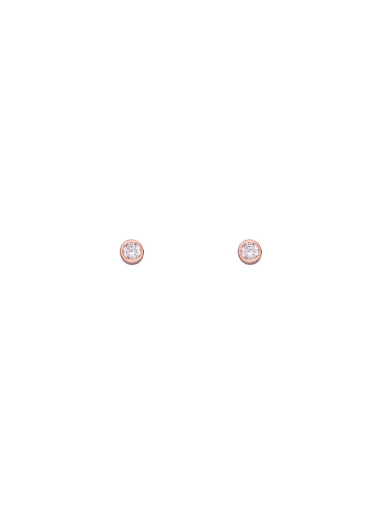 Oval Crystals Casual Sterling Silver Rose Gold Studs Earrings : ERSD526-RG-NA