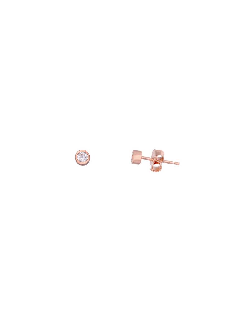 Oval Crystals Casual Sterling Silver Rose Gold Studs Earrings : ERSD526-RG-NA