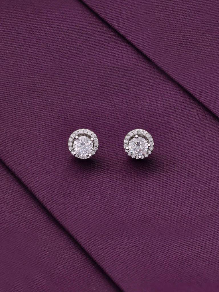 Shimmering Circular Statement Silver Studs Earrings : ERSD528-S-NA