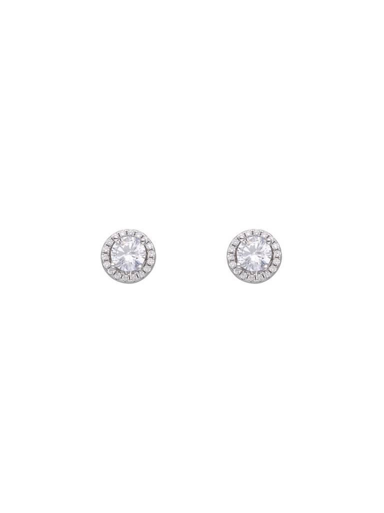 Shimmering Circular Statement Silver Studs Earrings : ERSD528-S-NA
