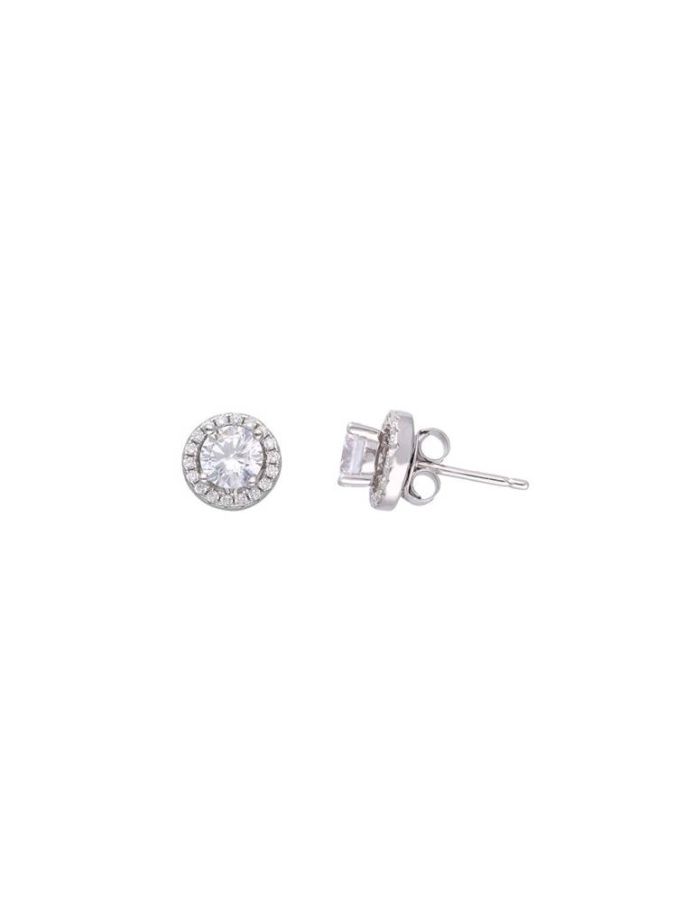 Shimmering Circular Statement Silver Studs Earrings : ERSD528-S-NA