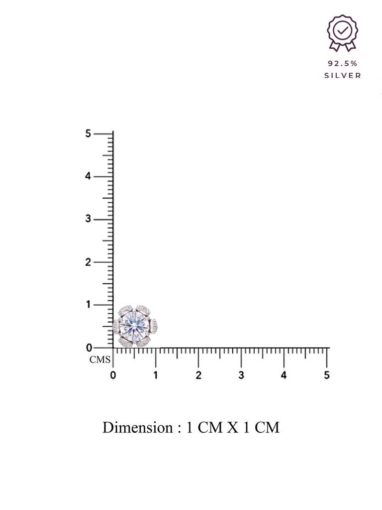 Dazzling Diamond Studded Floral Silver Earrings : ERSD560-S-NA
