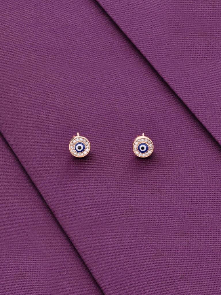 Minimalistic Circle Evil Eye Sterling Silver Rose Gold Earrings : ERSD564-RG-NA