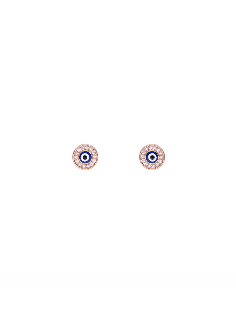 Minimalistic Circle Evil Eye Sterling Silver Rose Gold Earrings : ERSD564-RG-NA