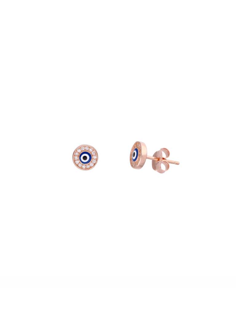 Minimalistic Circle Evil Eye Sterling Silver Rose Gold Earrings : ERSD564-RG-NA