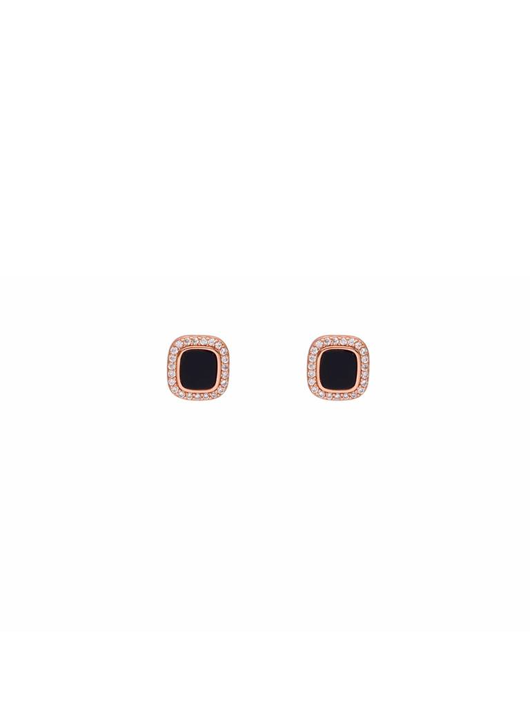 Minimalistic Black Diamond Bezels Silver Earrings : ERSD590-RG-NA
