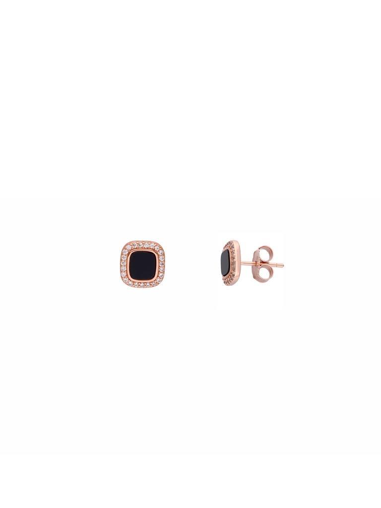 Minimalistic Black Diamond Bezels Silver Earrings : ERSD590-RG-NA