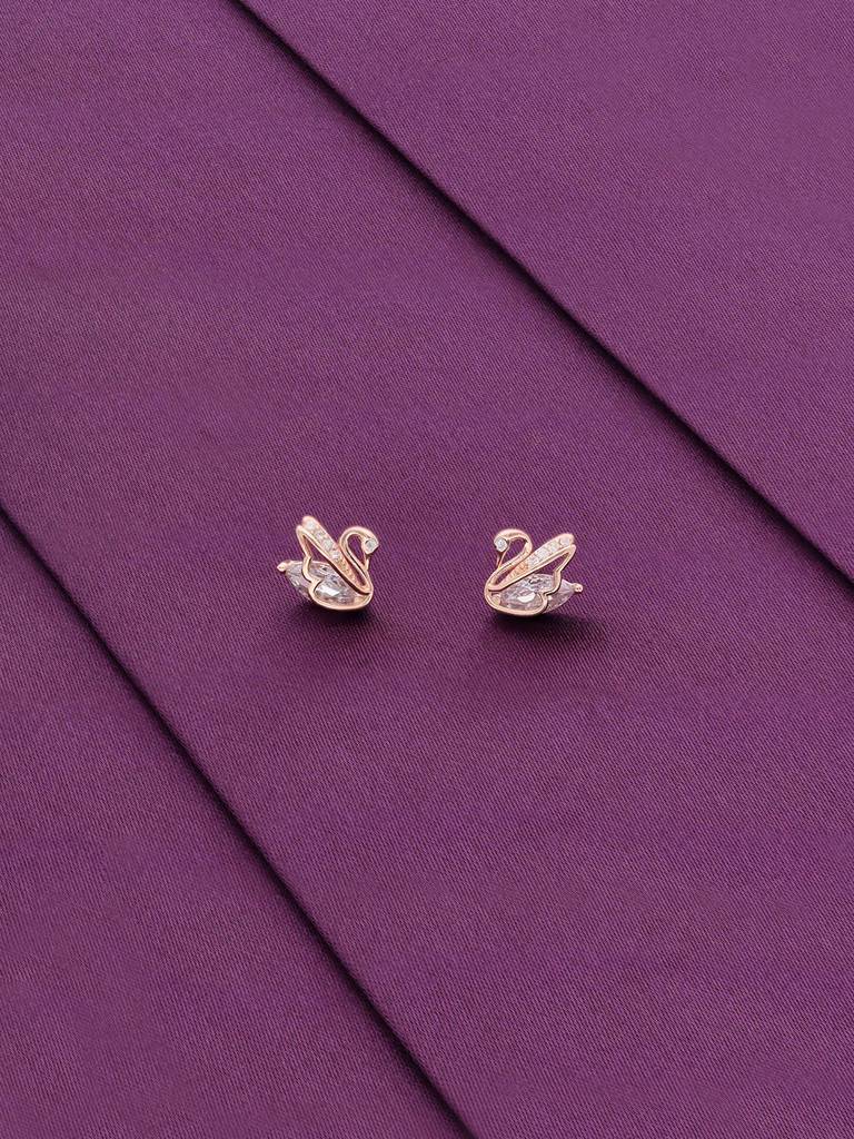 Stylish Swan Zircon Cut Silver Casual Studs : ERSD591-RG-NA