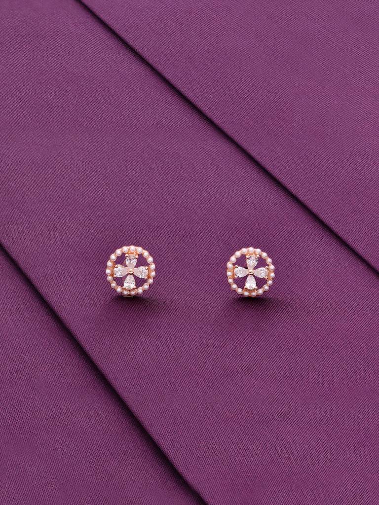 Crystal Essence Circular Silver Stud Earrings : ERSD596-RG-NA