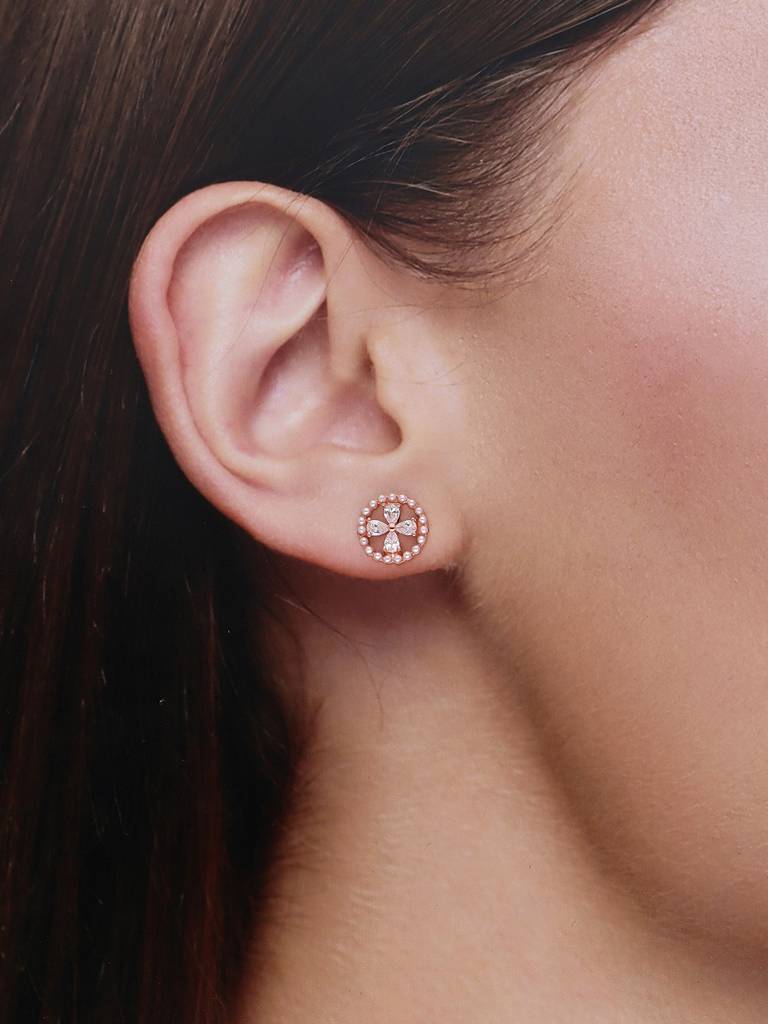 Crystal Essence Circular Silver Stud Earrings : ERSD596-RG-NA