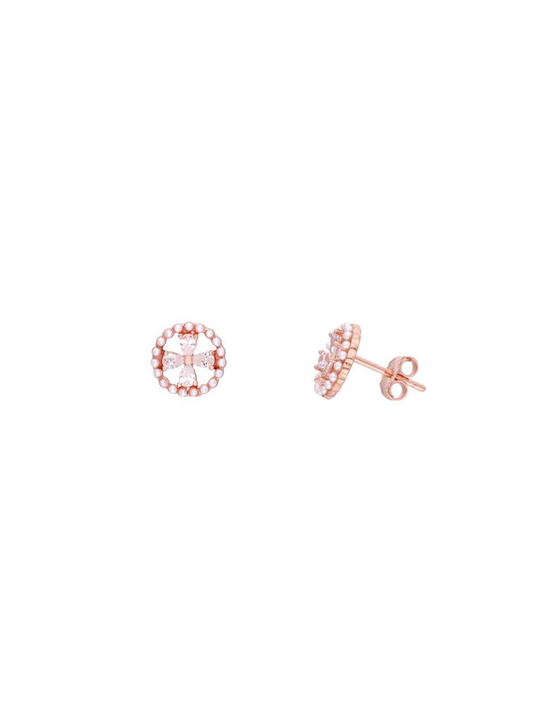 Crystal Essence Circular Silver Stud Earrings : ERSD596-RG-NA