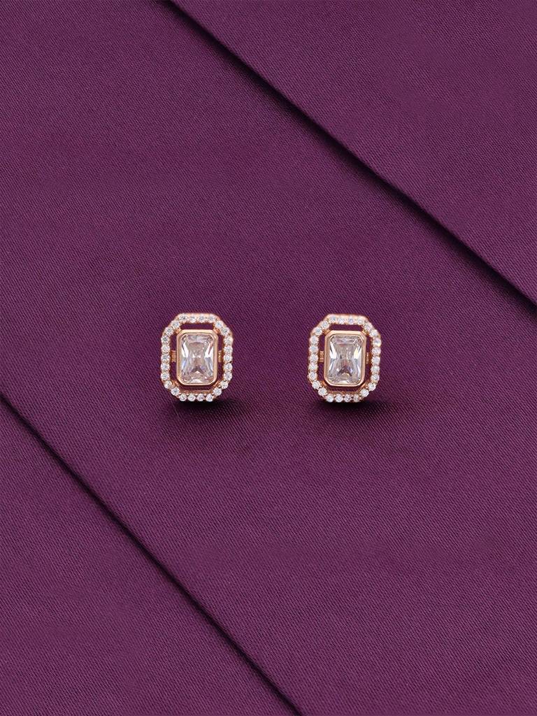 Square Cut White Casual Silver Studs Earrings : ERSD600-RG-NA