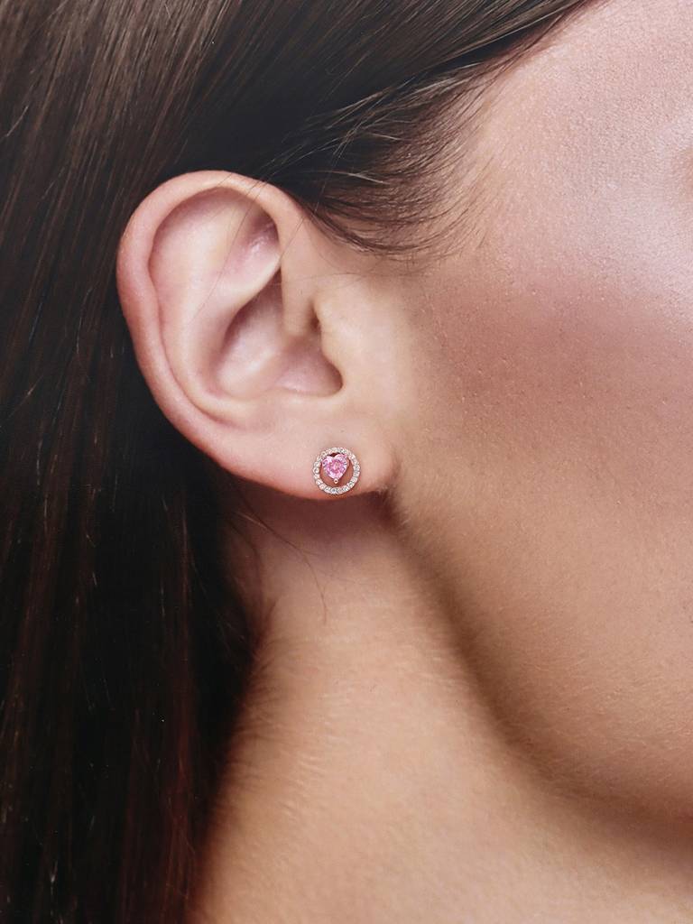 Encircled Heart Casual Silver Studs Earrings : ERSD604-RG-NA