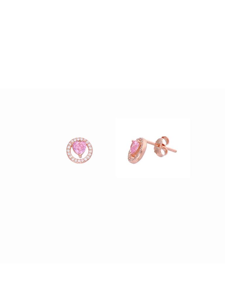 Encircled Heart Casual Silver Studs Earrings : ERSD604-RG-NA