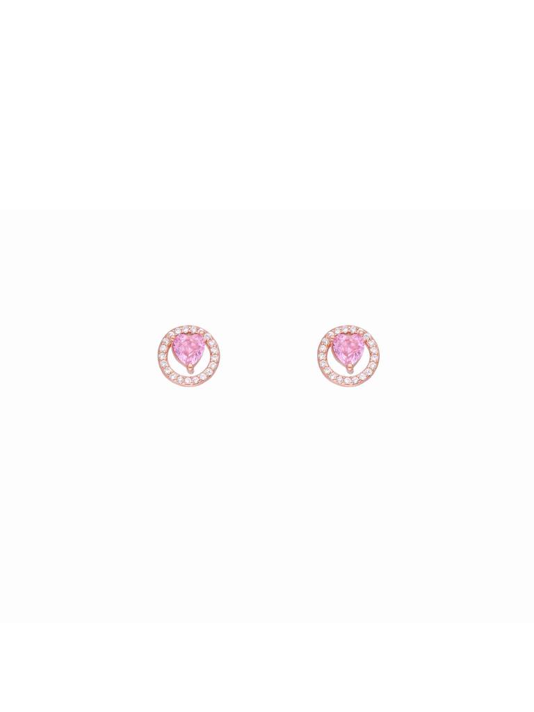 Encircled Heart Casual Silver Studs Earrings : ERSD604-RG-NA