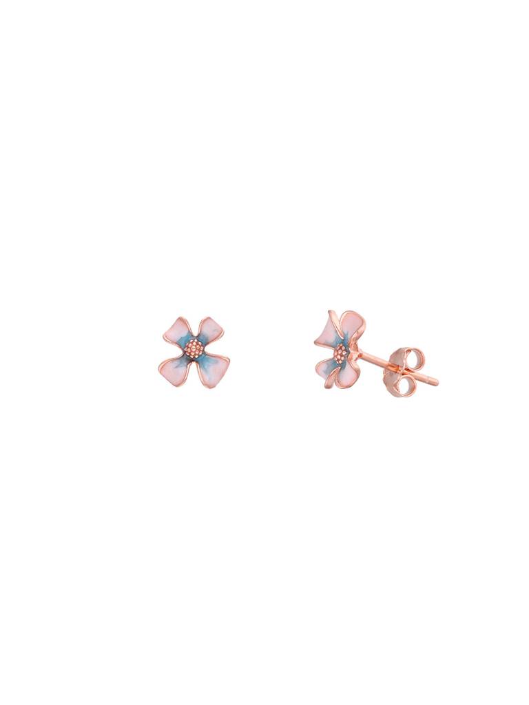 Chic Blue And White Floral Studs Silver Earrings : ERSD605-RG-NA