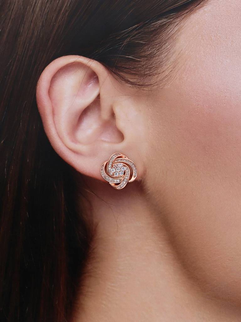 Royal Knot Statement Silver Earrings : ERSD614-RG-NA