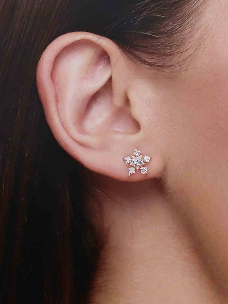 Sterling Silver Lumina Star Stud Earrings : ERSD617-RG-NA