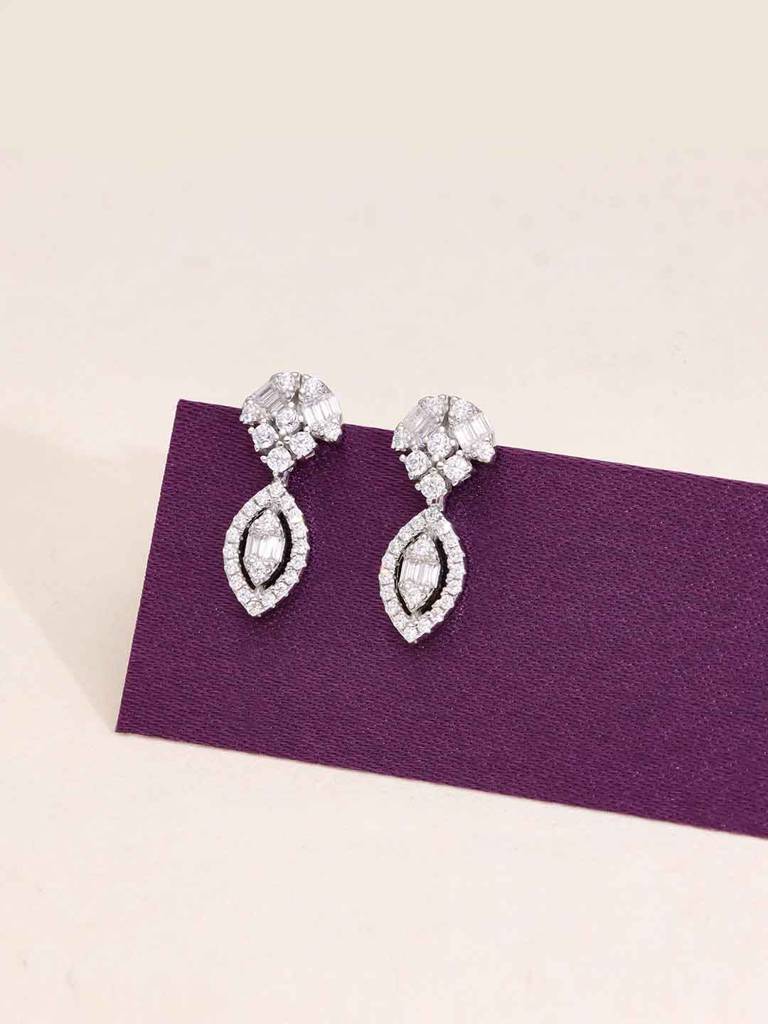 Sterling Silver Elegant Diamond Teardrop Earrings : ERSD620-S-NA