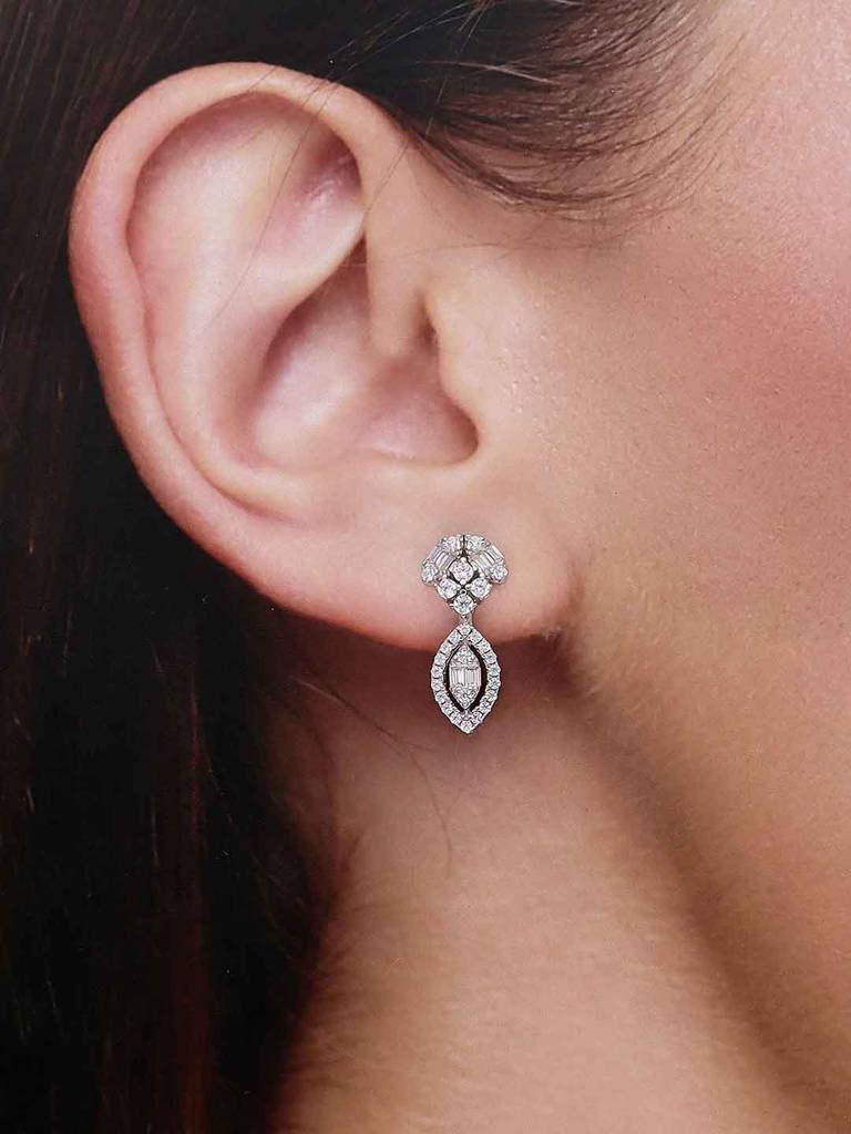 Sterling Silver Elegant Diamond Teardrop Earrings : ERSD620-S-NA