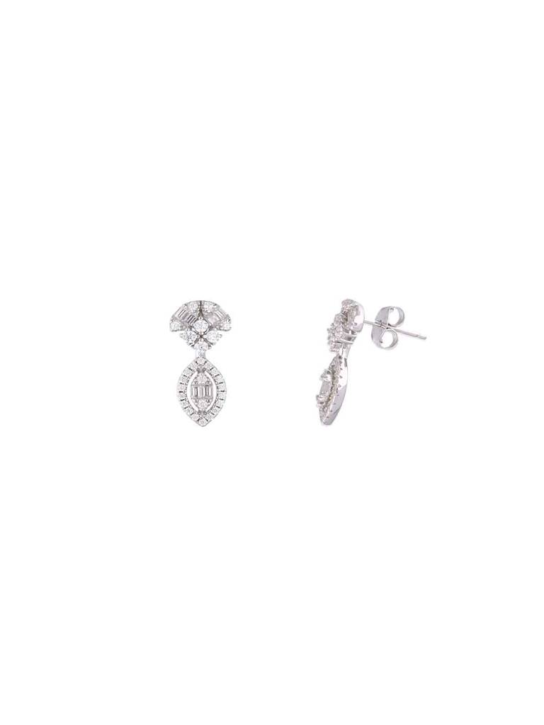 Sterling Silver Elegant Diamond Teardrop Earrings : ERSD620-S-NA