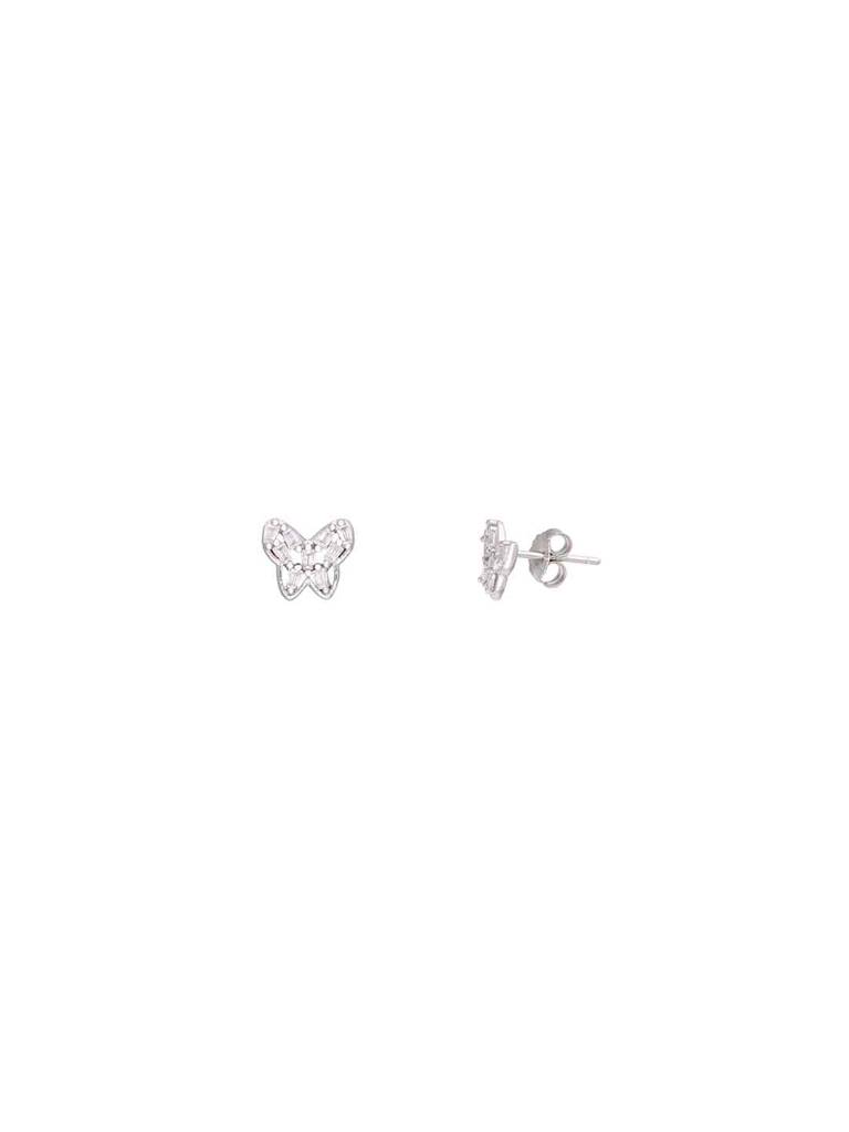 Sterling Silver Sparkling Butterfly Studs Earrings : ERSD621-S-NA
