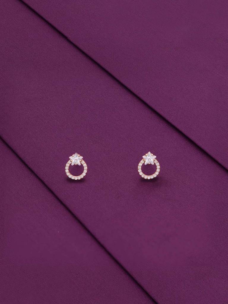 Sterling Silver Stunning Star Zircon Casual Stud Earrings : ERSD624-RG-NA