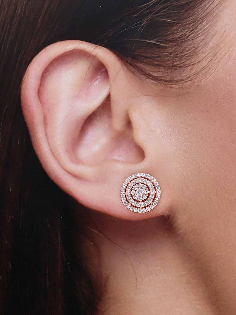 Sterling Silver Crystal Stud Earrings : ERSD628-RG-NA