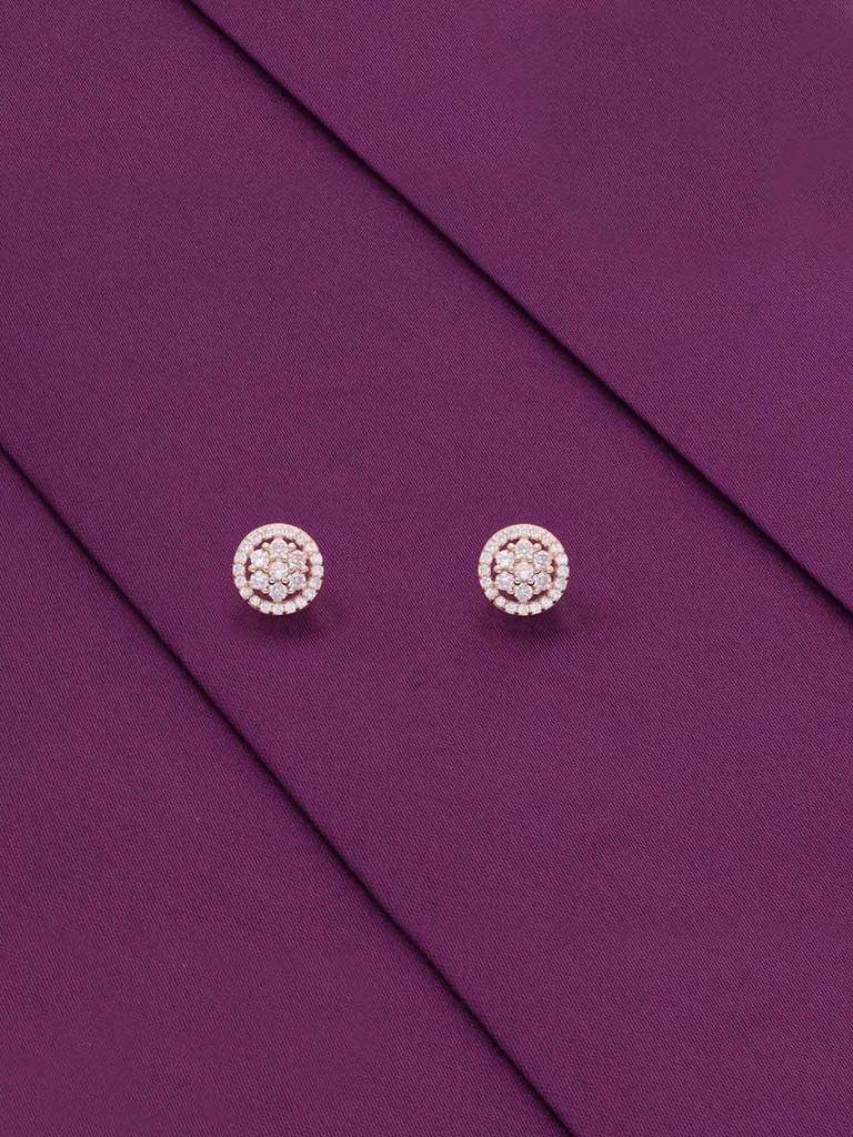 Sterling Silver Eternal Blossom Zircon Casual Stud Earrings : ERSD631-RG-NA