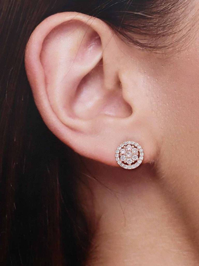 Sterling Silver Eternal Blossom Zircon Casual Stud Earrings : ERSD631-RG-NA