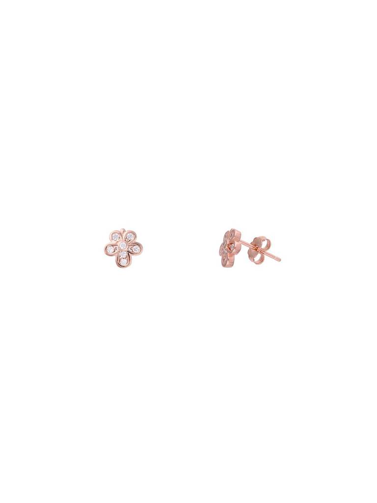 Sterling Silver Simple Floral Stud Earrings : ERSD635-RG-NA