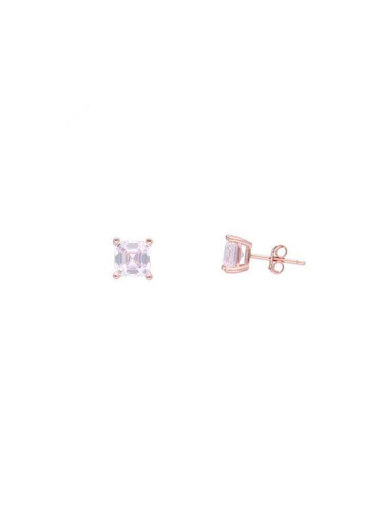 Sterling Silver Square Solitaire Stud Earrings : ERSD636-RG-NA