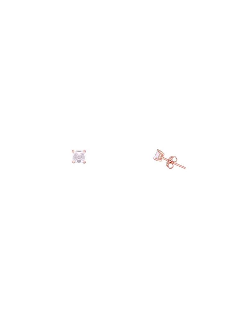 Sterling Silver Small Square Solitaire Stud Earrings : ERSD644-RG-NA