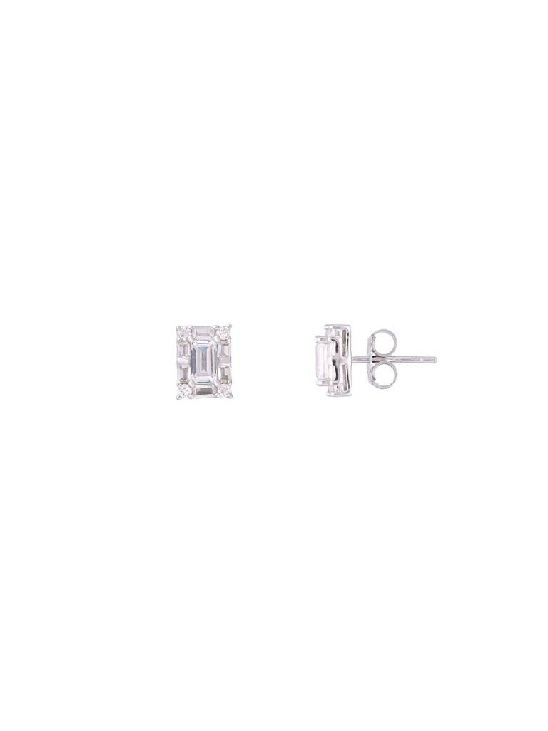 Sterling Silver Chic Baguette Stud Earrings : ERSD652-S-NA
