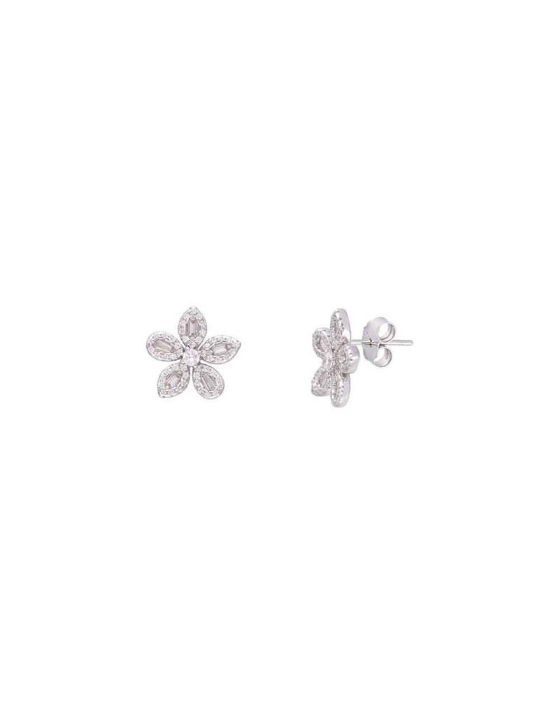 Sterling Silver Chic Floral Stud Earrings : ERSD657-S-NA