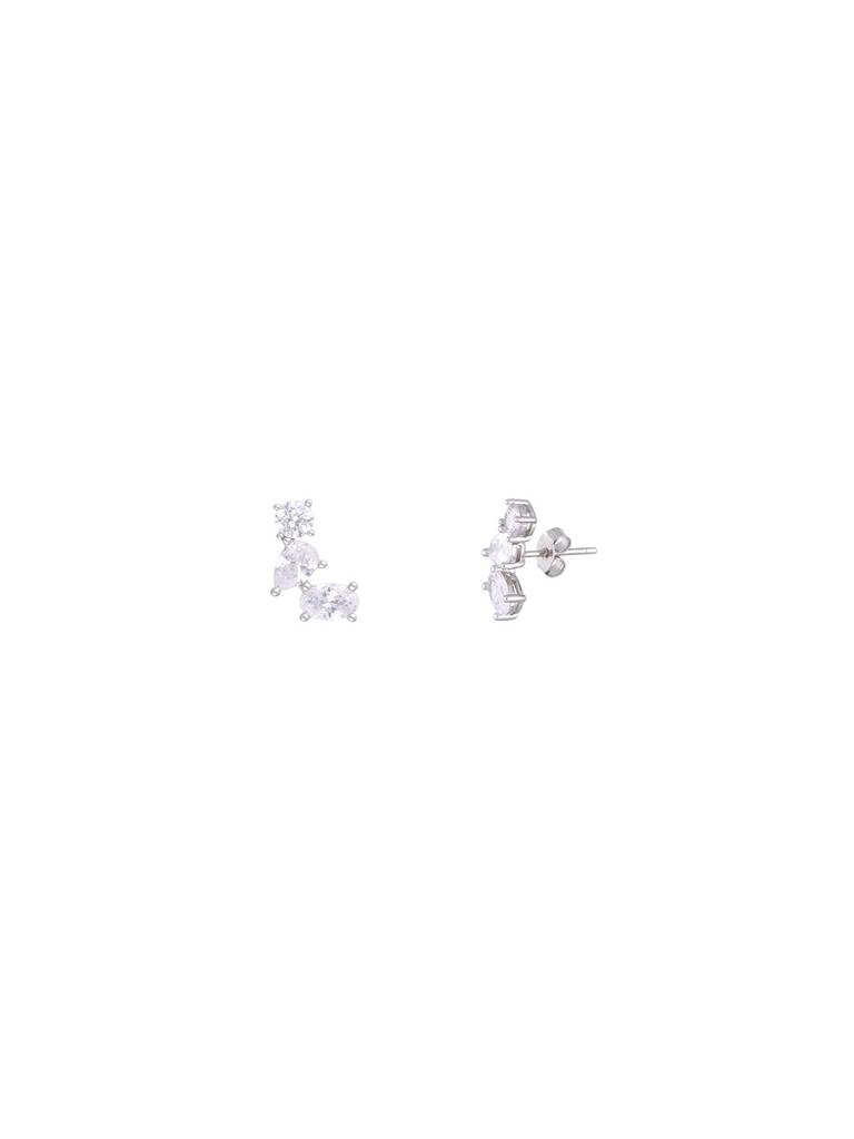Sterling Silver Elegant Diamond Line Earrings : ERSD664-S-NA