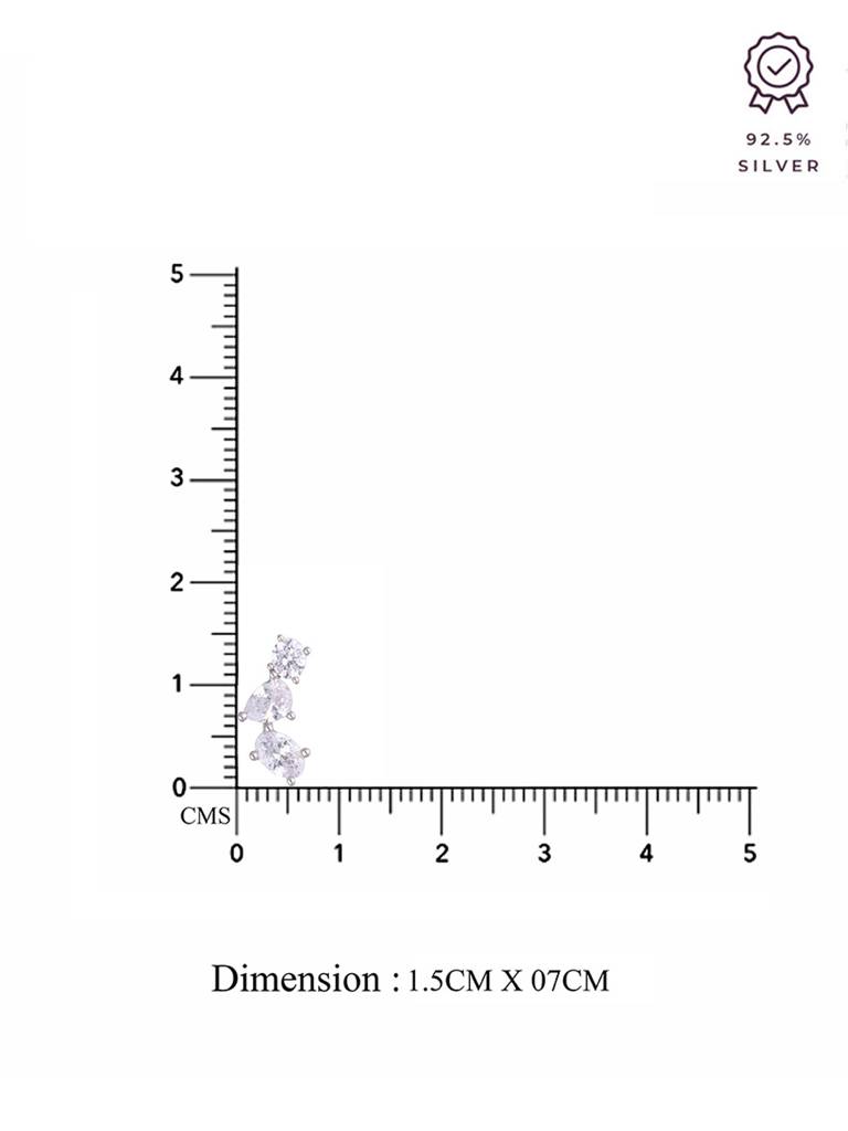 Sterling Silver Elegant Diamond Line Earrings : ERSD664-S-NA