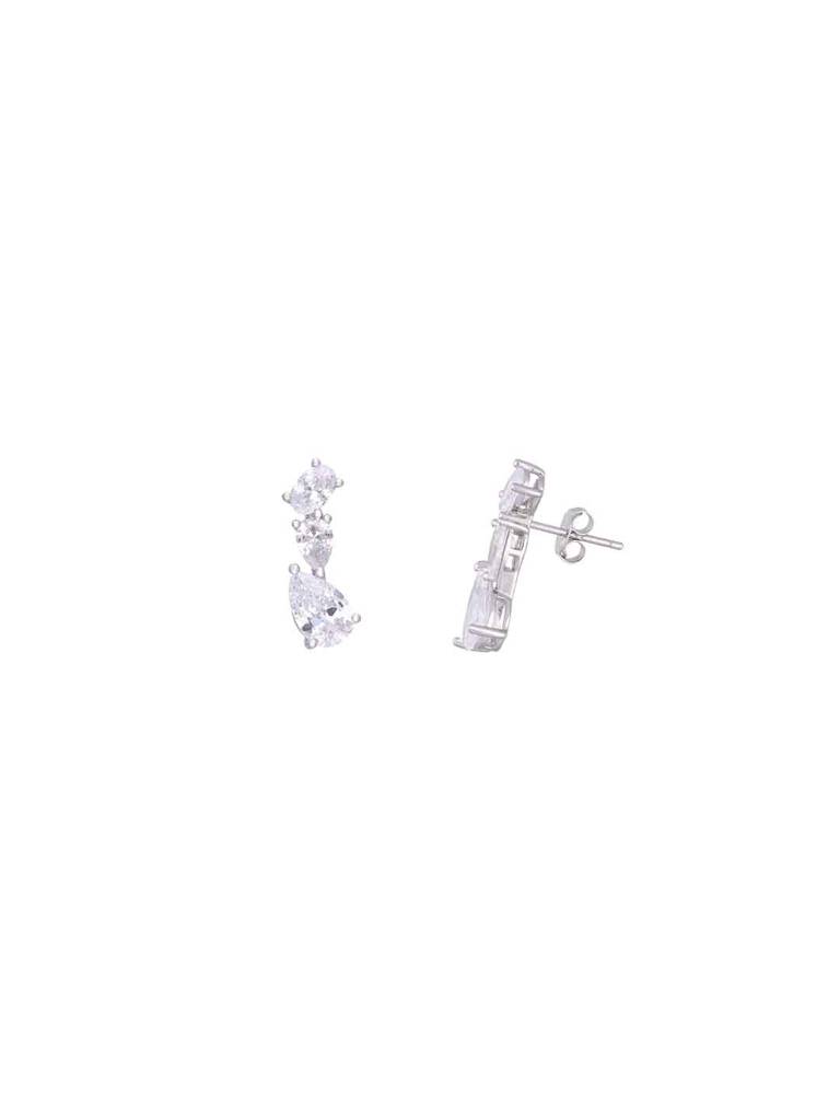 Sterling Silver Chic Zircon Link Stud Earrings : ERSD665-S-NA