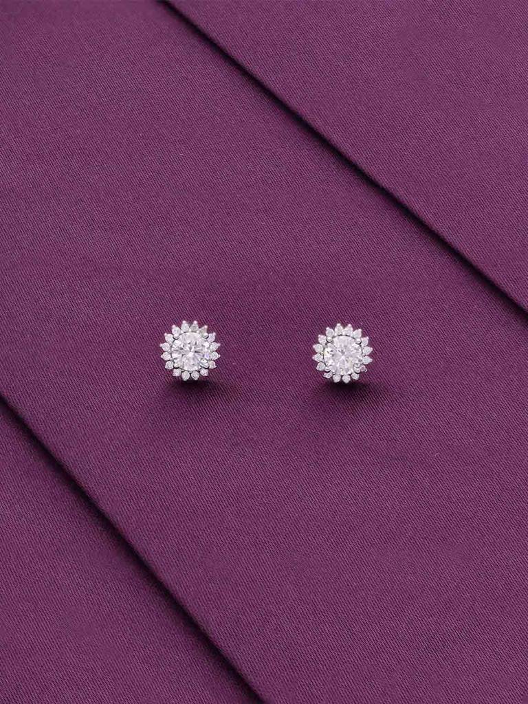 Sterling Silver Mimalistic Solitaire Stud Earringd : ERSD668-S-NA