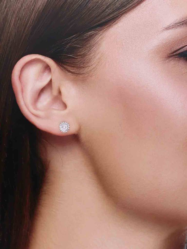 Sterling Silver Mimalistic Solitaire Stud Earringd : ERSD668-S-NA