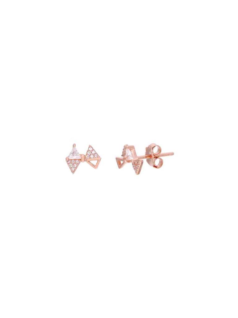 Sterling Silver Rose Gold Zircon Triangle Stud Earrings : ERSD671-RG-NA