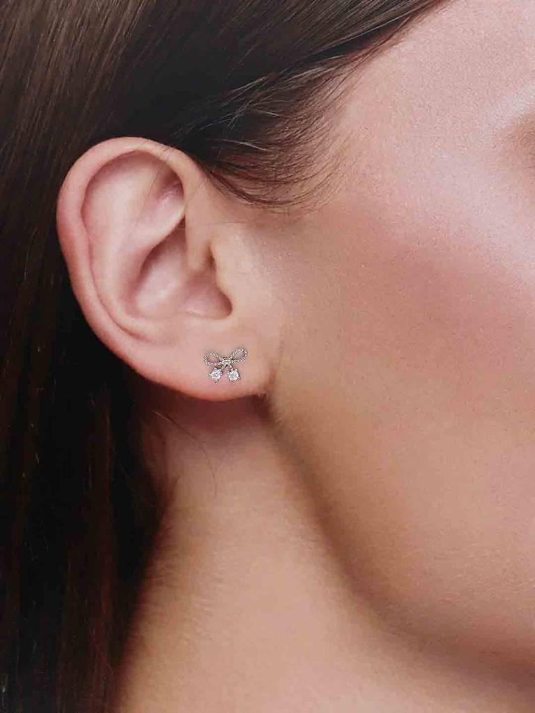 Sterling Silver Mimalistic Bow Stud Earringd : ERSD672-S-NA