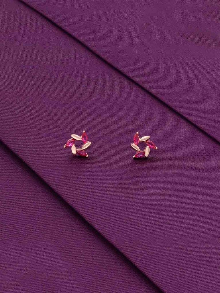 Sterling Silver Rose Gold Floral Elegance Stud Earrings : ERSD676-RG-NA