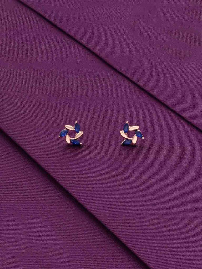 Sterling Silver Rose Gold Chic Floral Stud Earrings : ERSD677-RG-NA