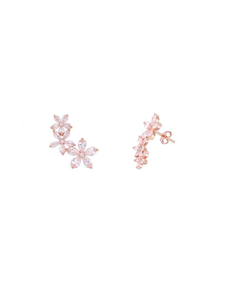 Sterling Silver Chic Floral Stud Earrings : ERSD678-RG-NA